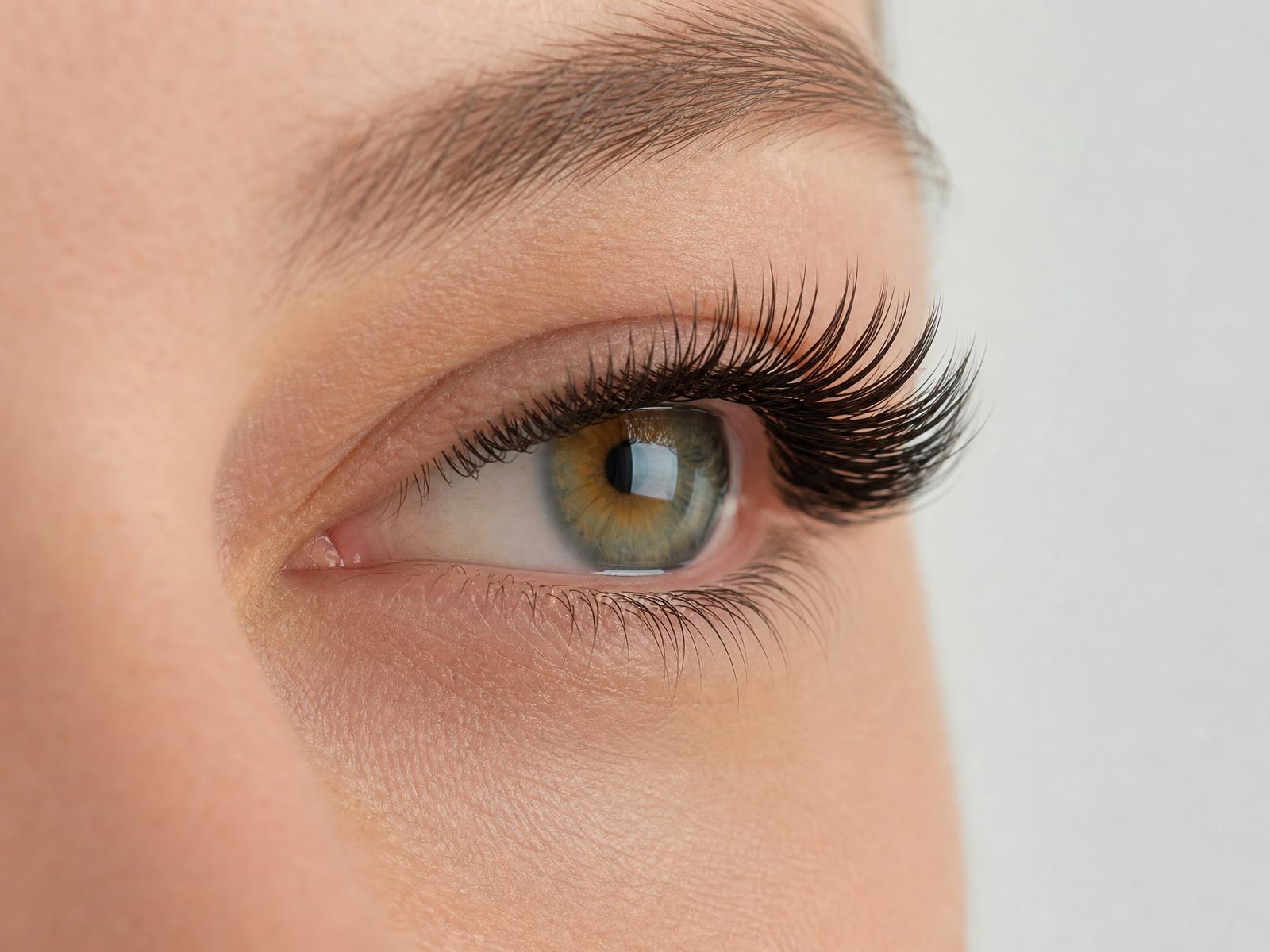 Close-up of beautiful lash extensions by Lisa Lanzieri at Bound by Beauty in Cape Coral, Florida